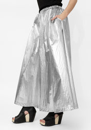 Silver Metallic Maxi Length Space Skirt - December Thieves