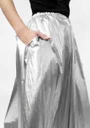 Silver Metallic Maxi Length Space Skirt - December Thieves