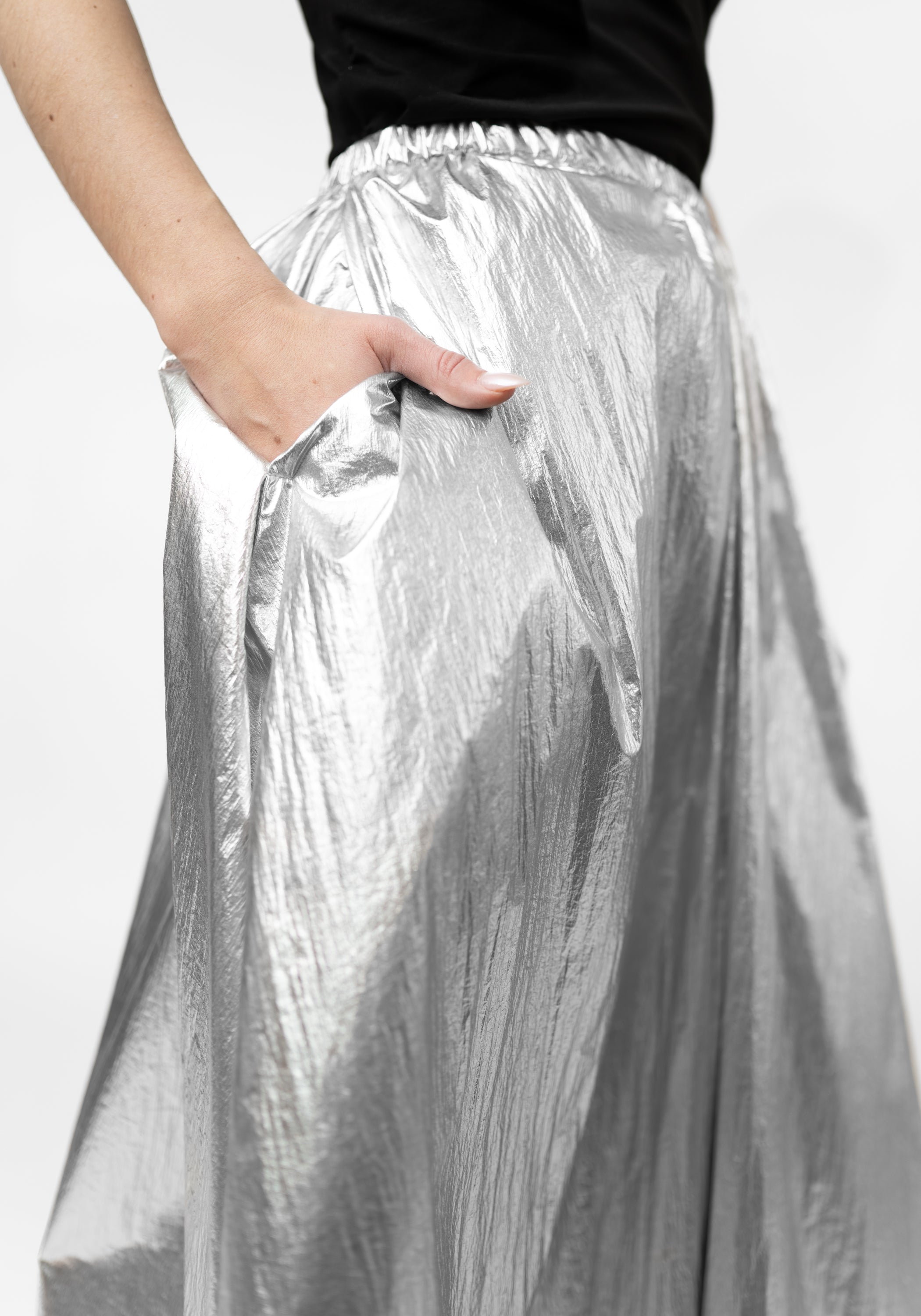 Silver Metallic Maxi Length Space Skirt - December Thieves