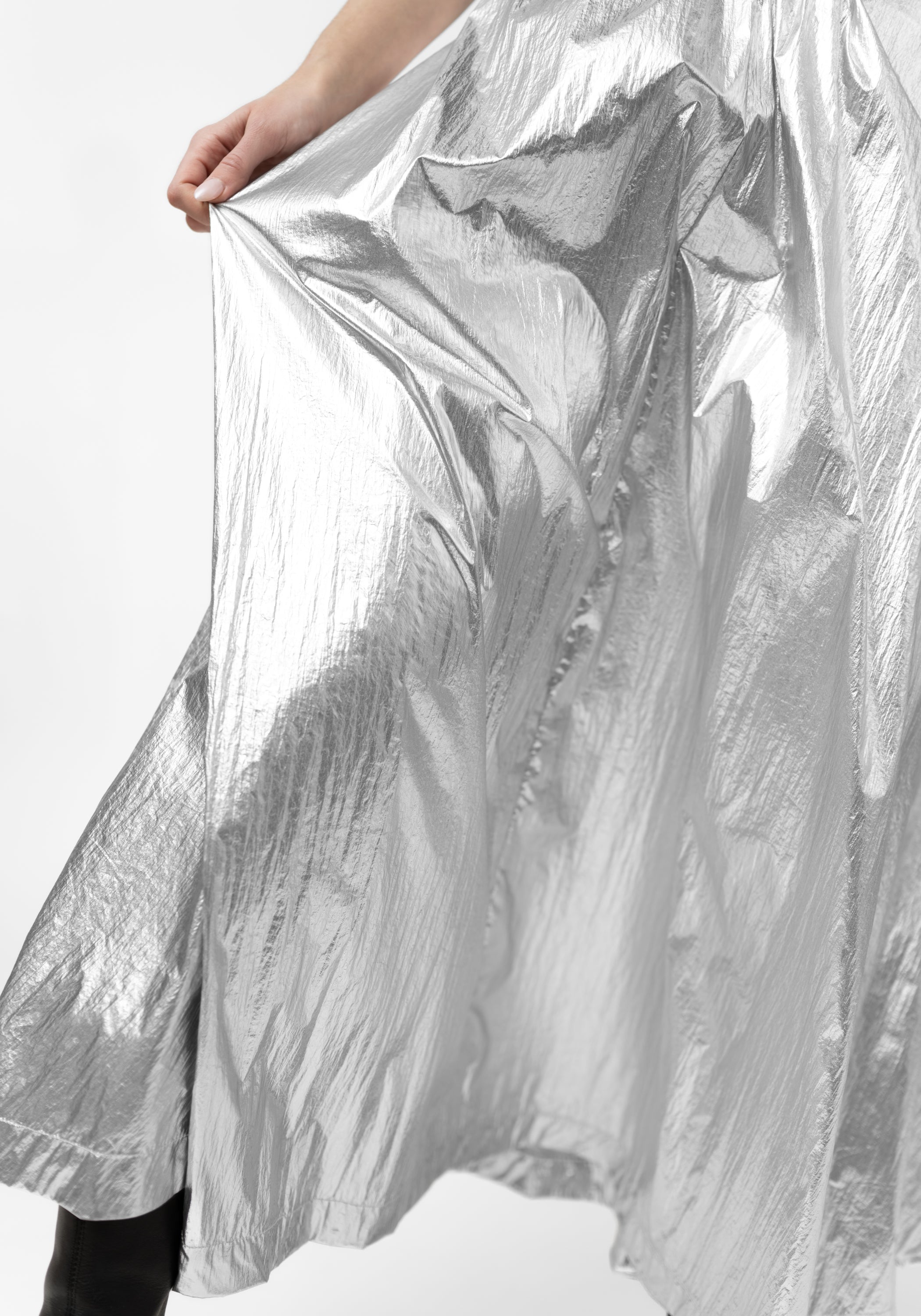 Silver Metallic Maxi Length Space Skirt - December Thieves