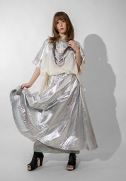 Silver Metallic Maxi Length Space Skirt - December Thieves