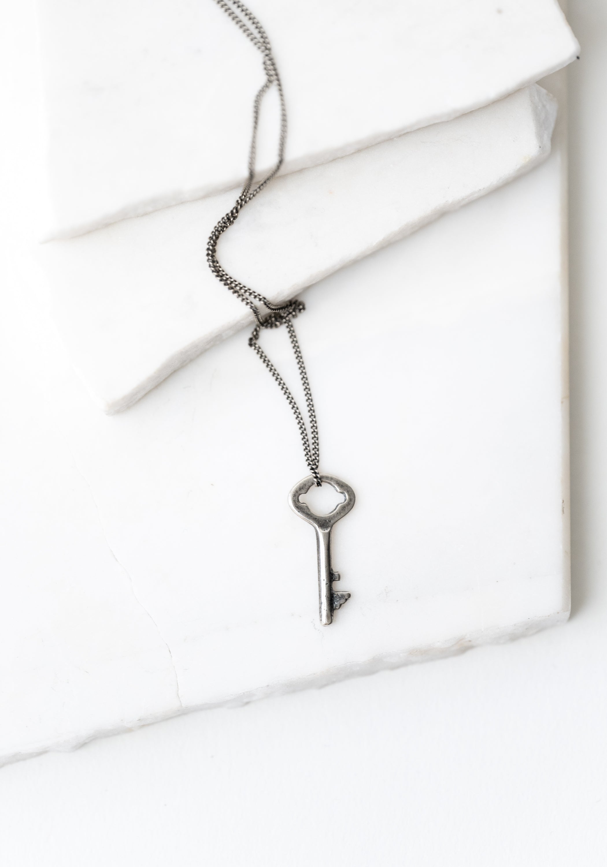Sterling Silver Delicate Key Pendant Necklace