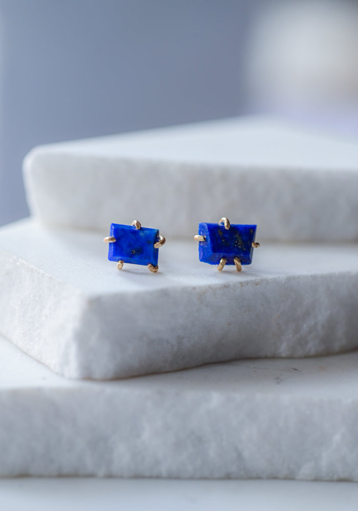 Variance Objects Small Lapis Stud Earrings