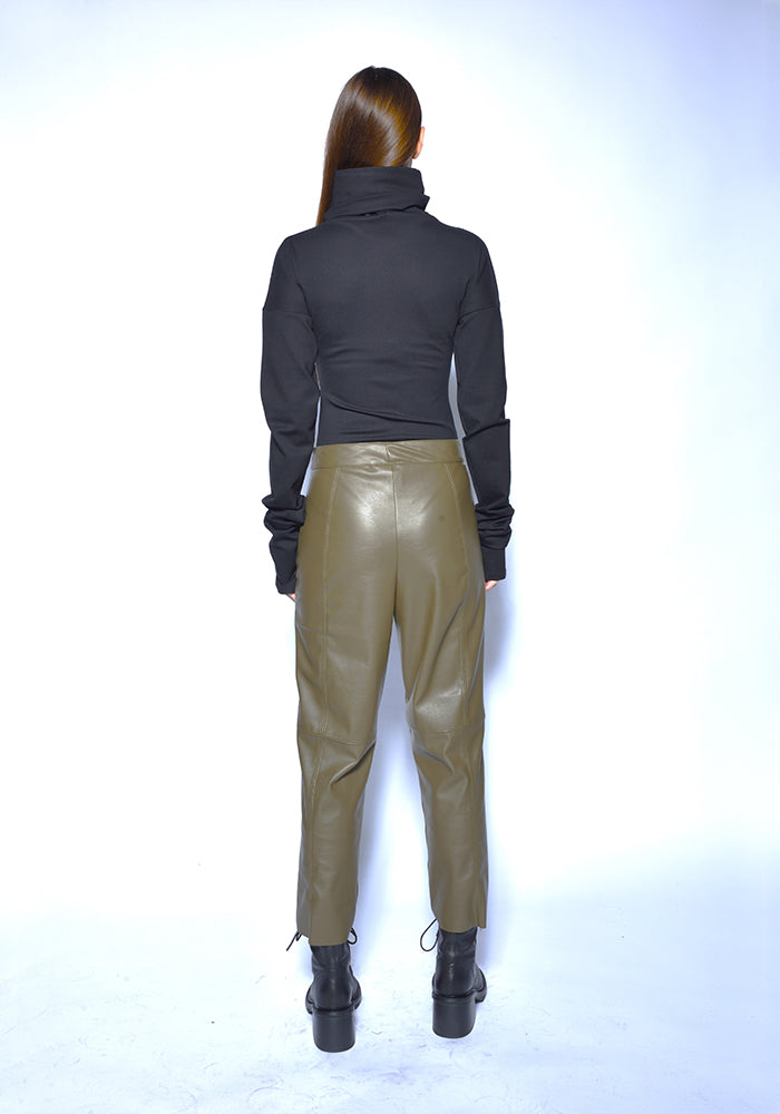 Faux Leather Straight Leg Pants