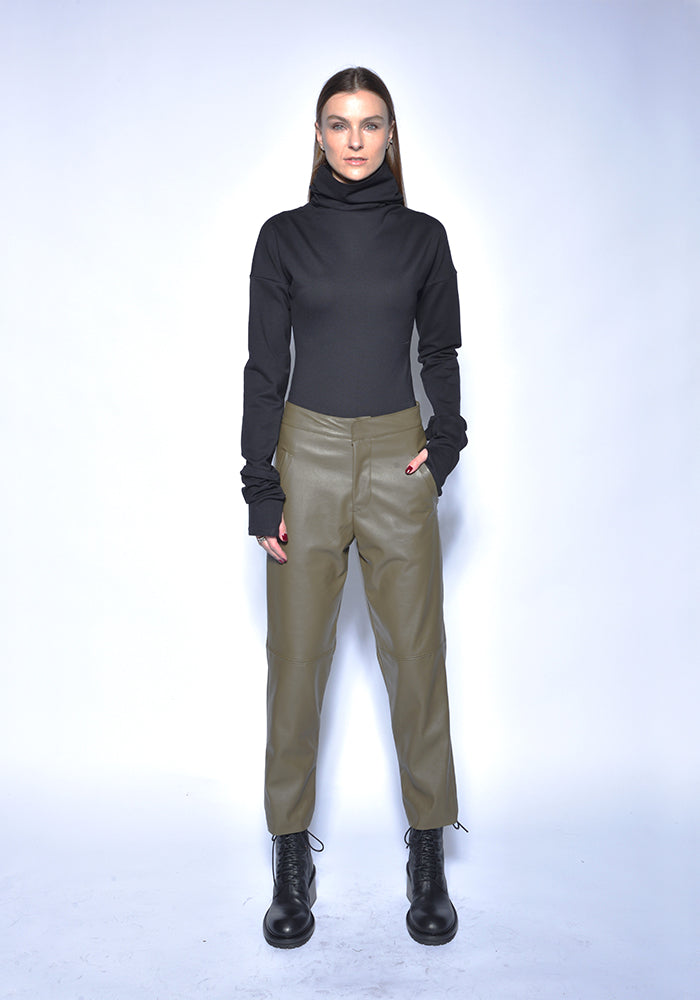 Faux Leather Straight Leg Pants