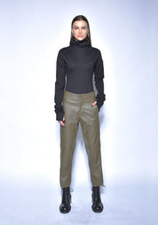 Faux Leather Straight Leg Pants