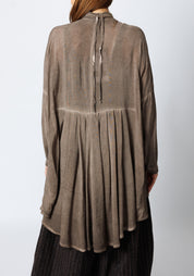 Nomade Oversized Pleated Back Tie Neck Blouse