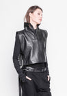 Sleeveless High Neck Leather Top | BLACK by K&M