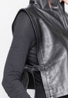 Sleeveless High Neck Leather Top | BLACK by K&M