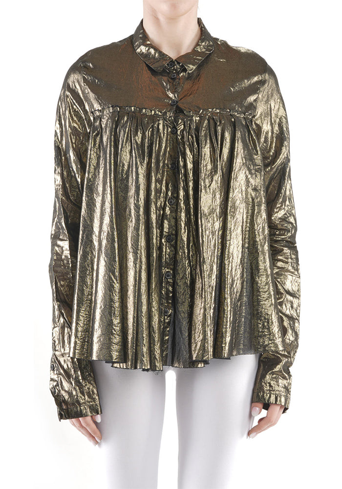 Gold Foil Pleat Back Blouse | Rundholz