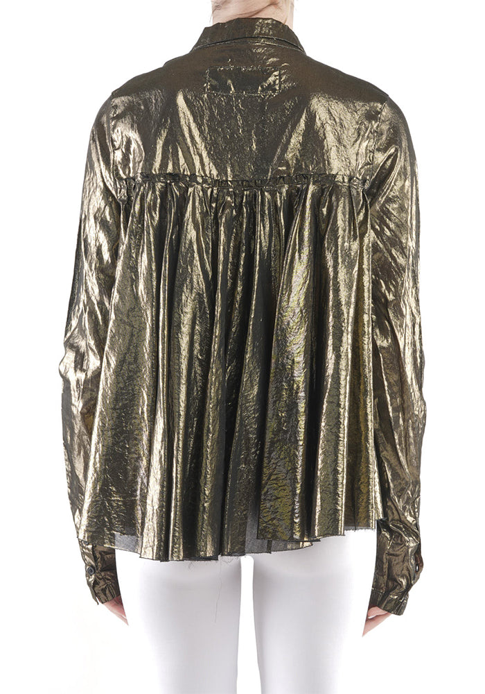 Gold Foil Pleat Back Blouse | Rundholz