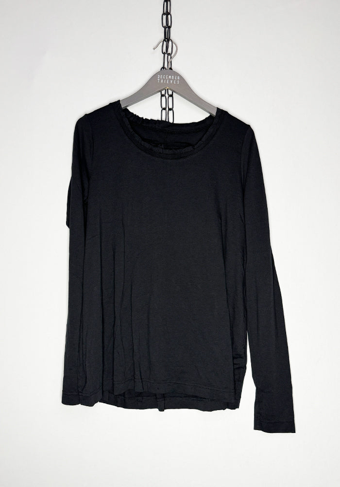 A-Line Ruffle Neck T-Shirt BLACK Only