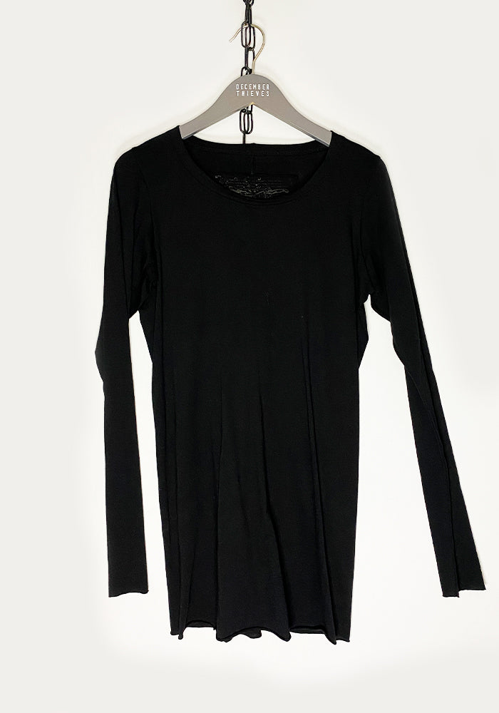 Asymmetric Long Fitted T-Shirt in BLACK Only