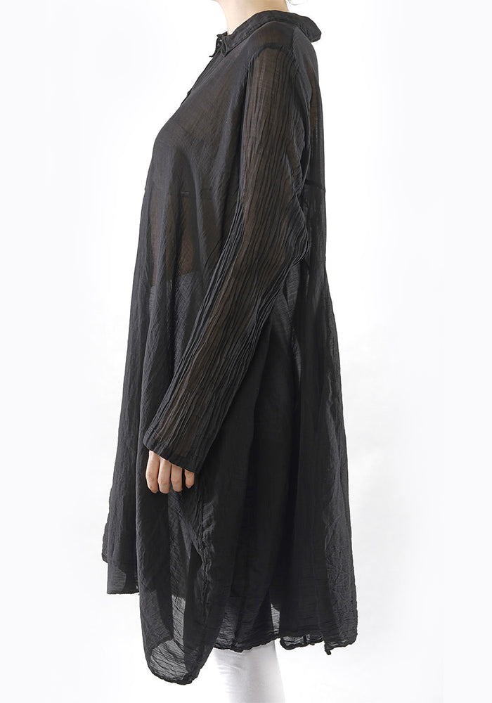 Semi-Sheer Silk Blend Shirt Dress in WOOD Only
