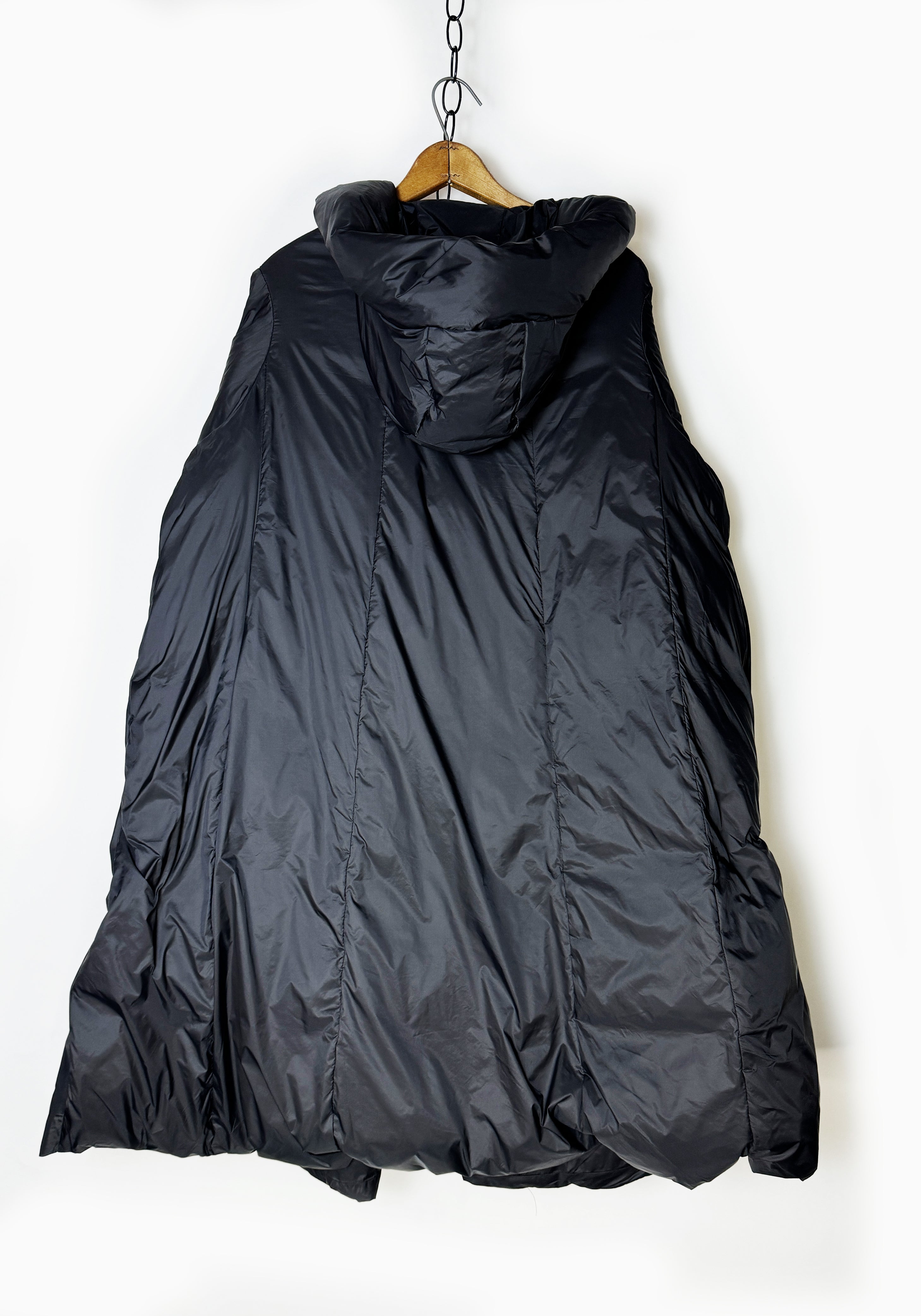 Oversized Full Length A-Line Padded Coat in BLACK