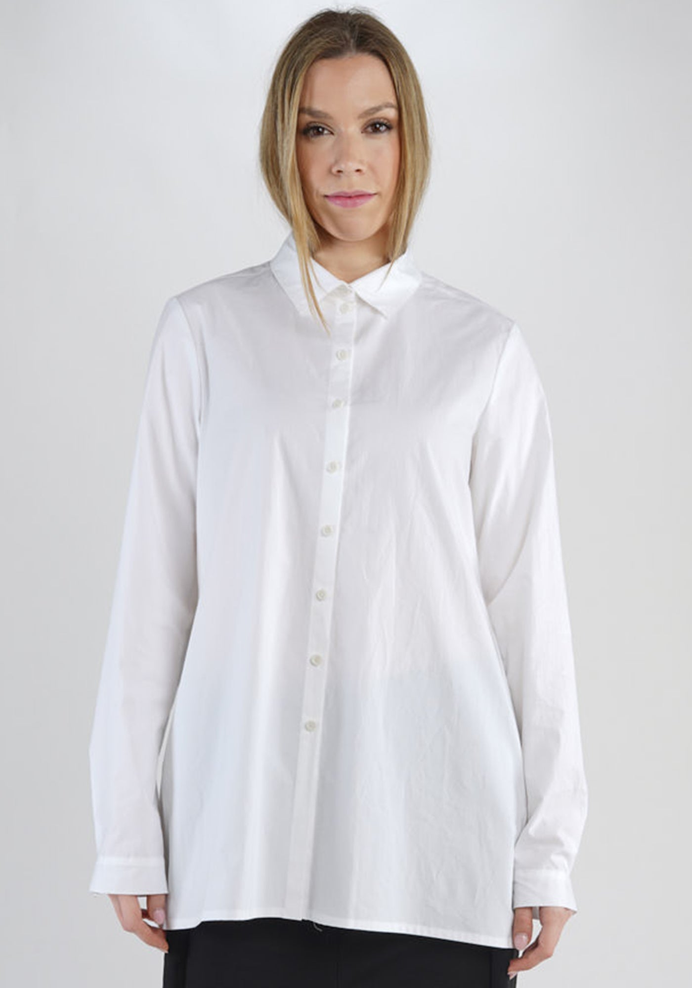 Boxy A-Line Button Up Blouse with Pocket Details at Back