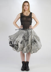 Newspaper Print Full Bubble Skirt