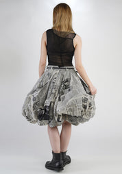 Newspaper Print Full Bubble Skirt