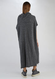 Oversized Funnel Neck Drop Shoulder Knit Wool Dress