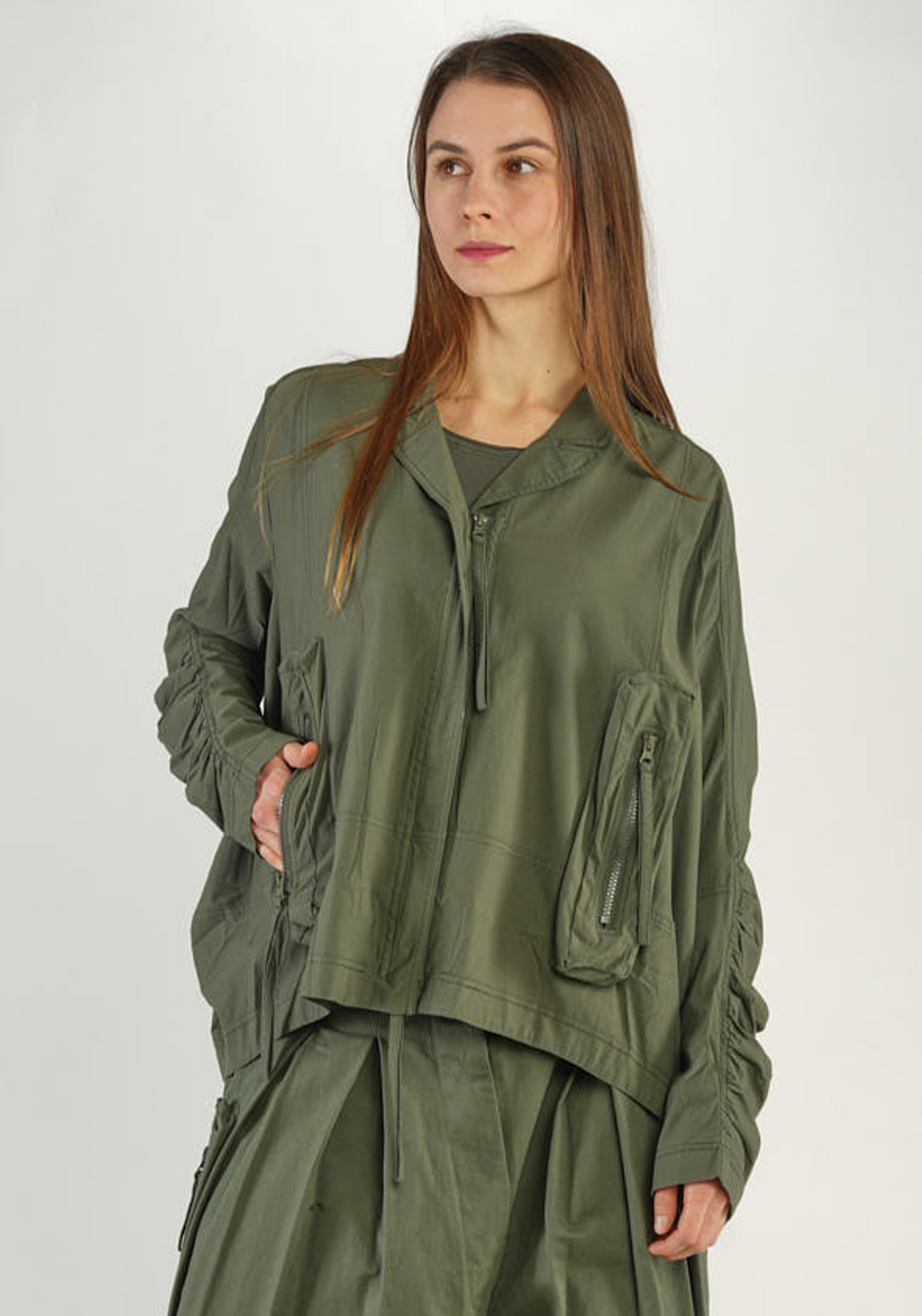 Oversized Notched Collar Jacket with Pocket Detail