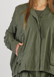 Oversized Notched Collar Jacket with Pocket Detail