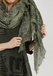 Paneled Over Dyed Printed Scarf