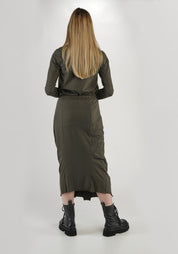 Vertically Paneled Midi Length Skirt in ROCK Only