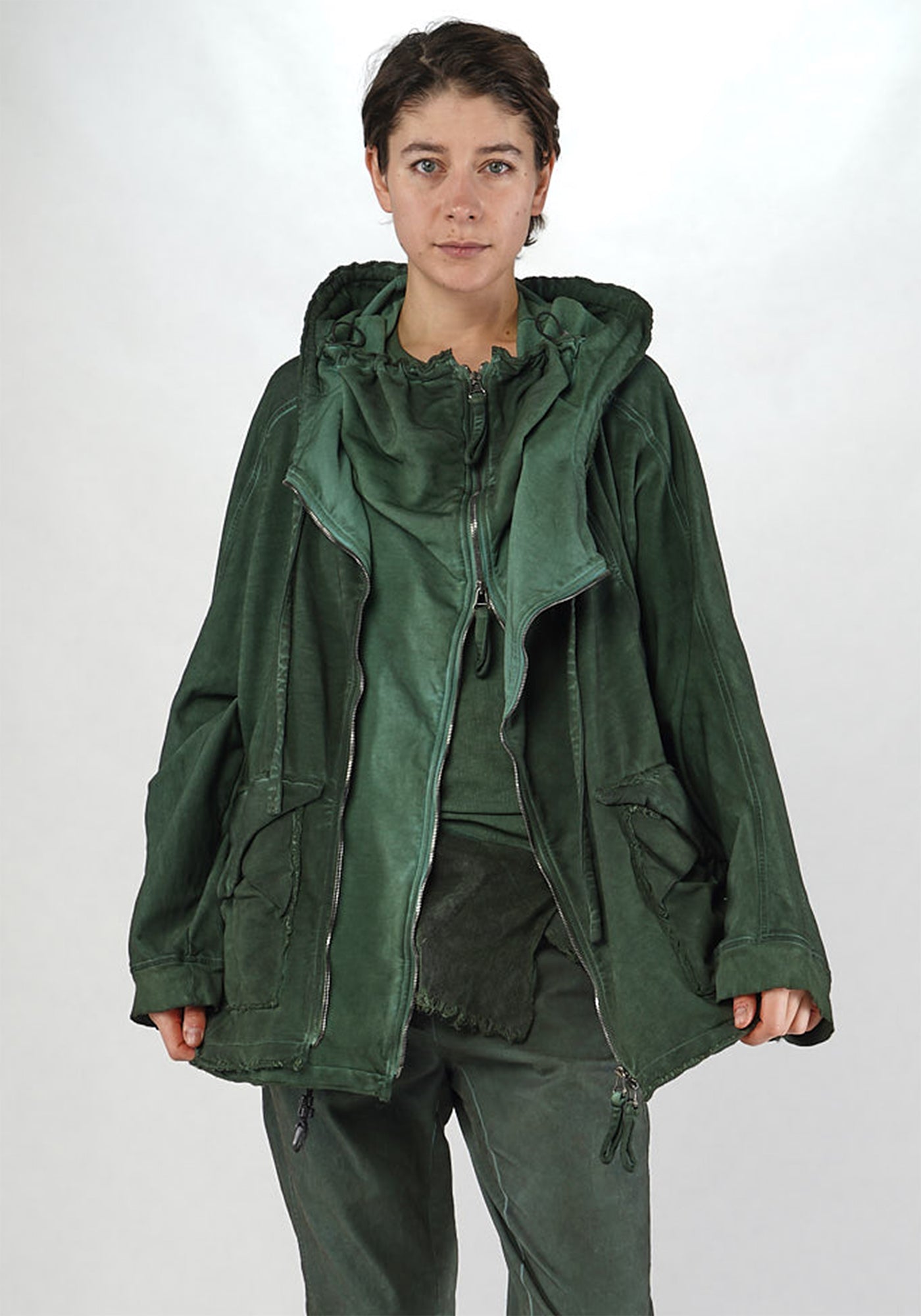 Oversized Drop Shoulder Hooded Jersey Jacket