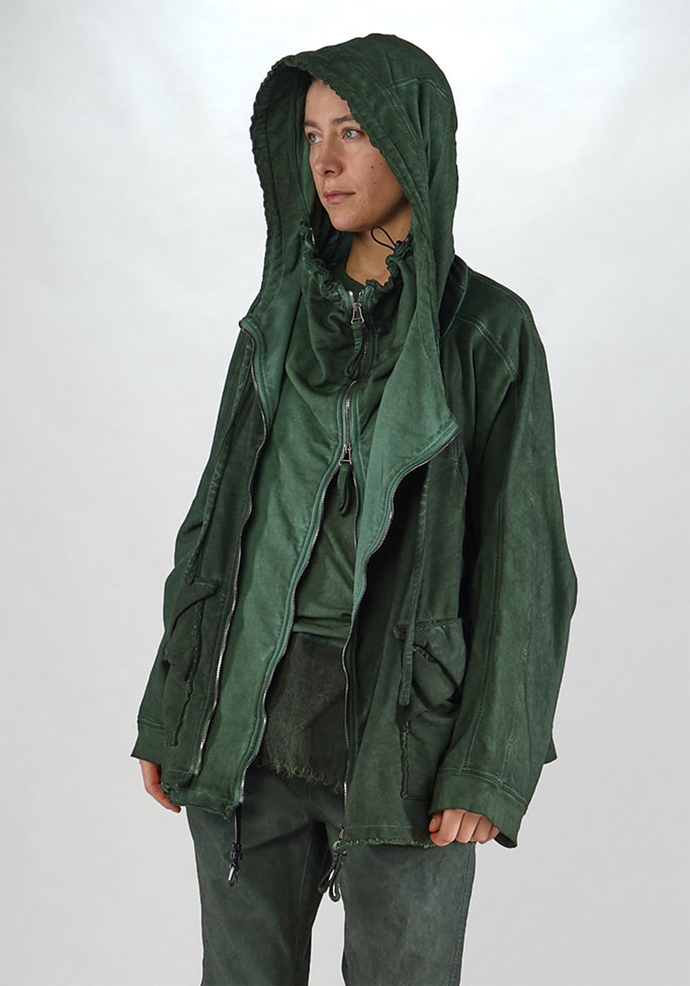Oversized Drop Shoulder Hooded Jersey Jacket