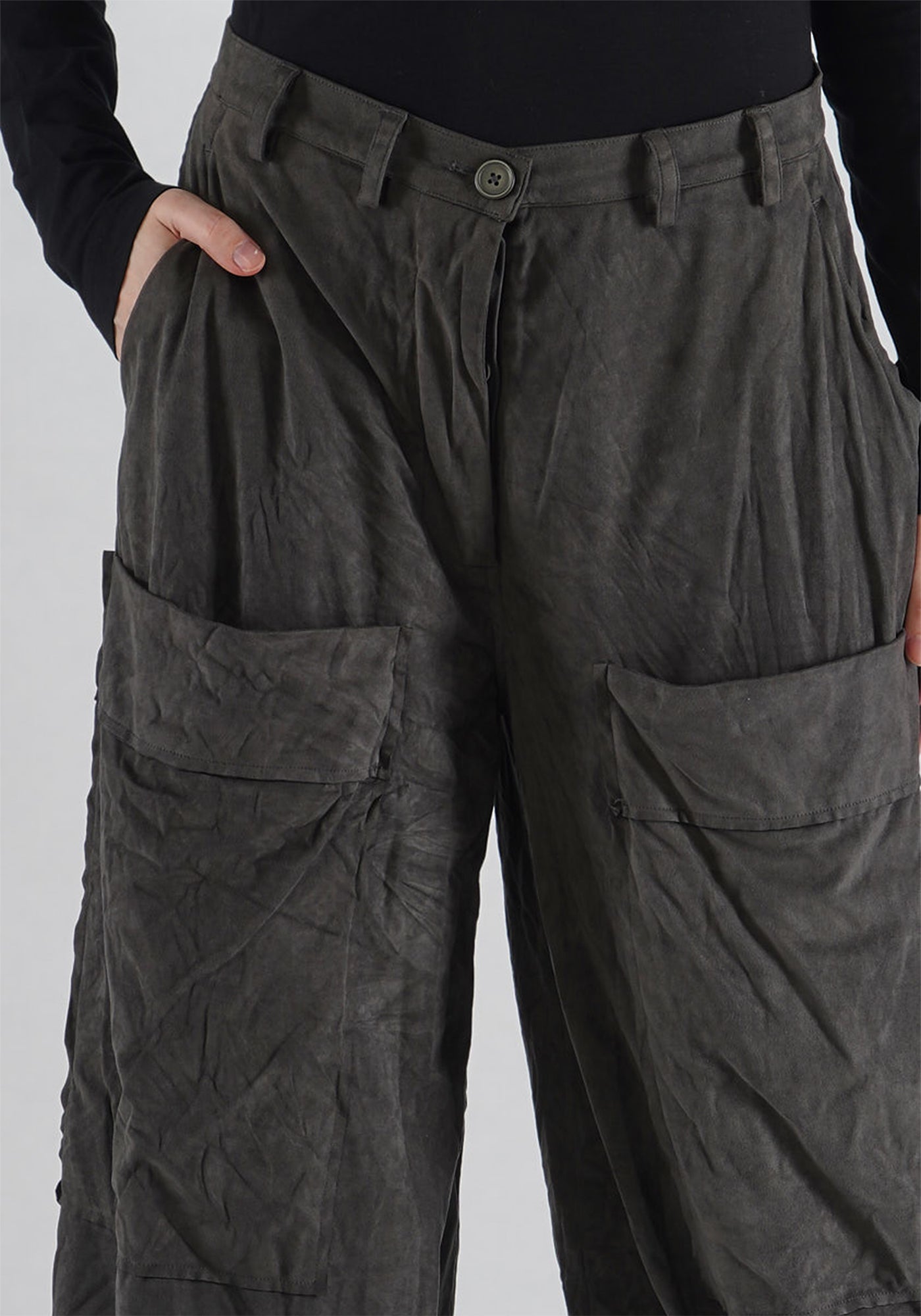 Bold Pocket Detail Faux Suede Pants - December Thieves