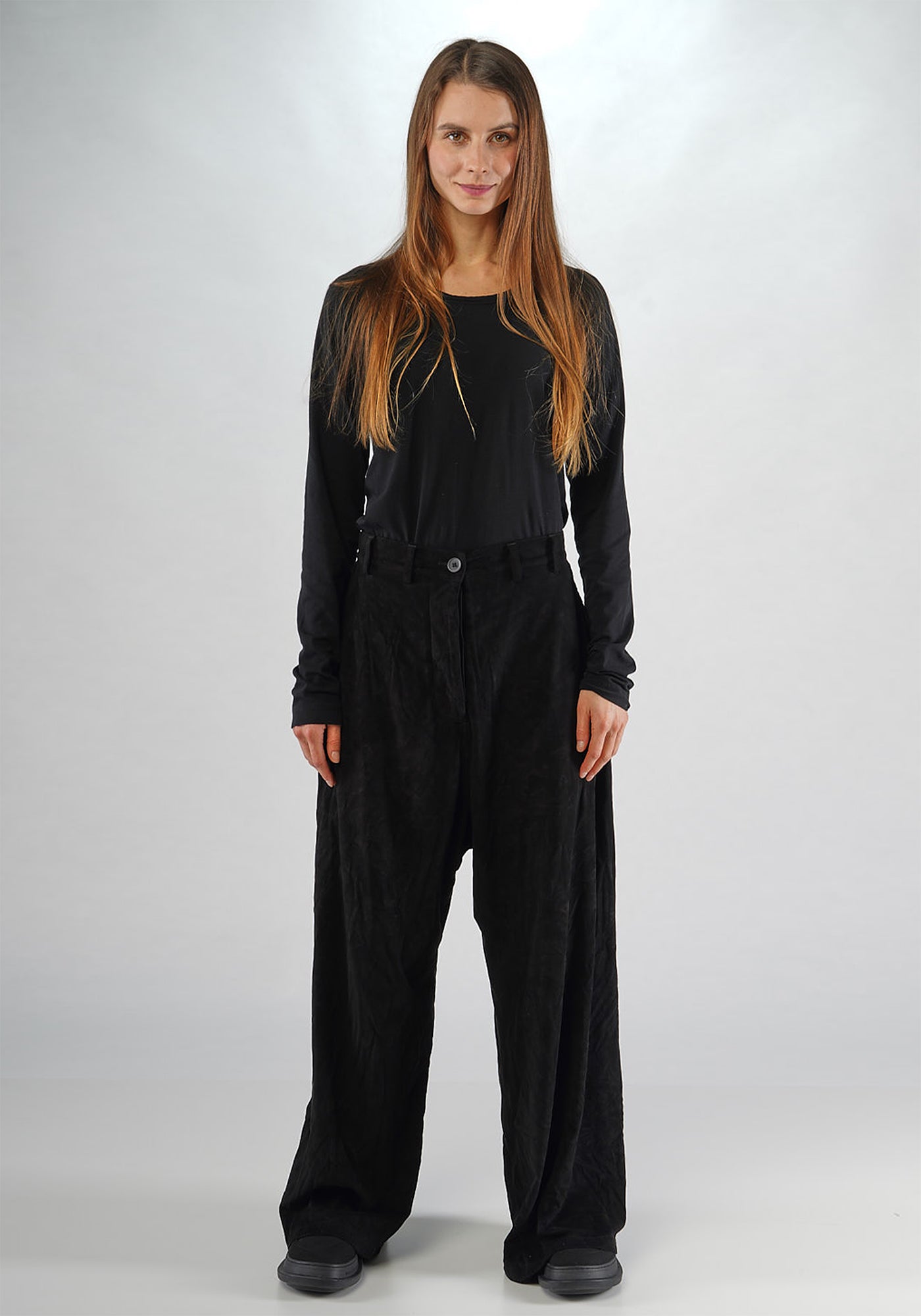 Faux Suede Drop Seat Straight Leg Pants - December Thieves