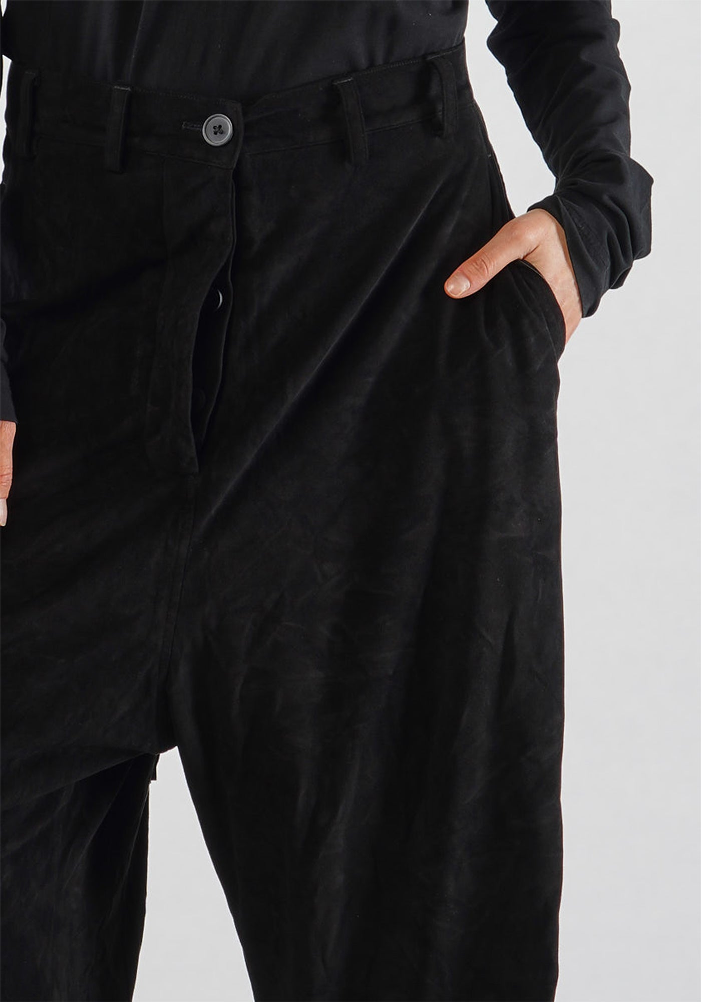 Faux Suede Drop Seat Straight Leg Pants - December Thieves