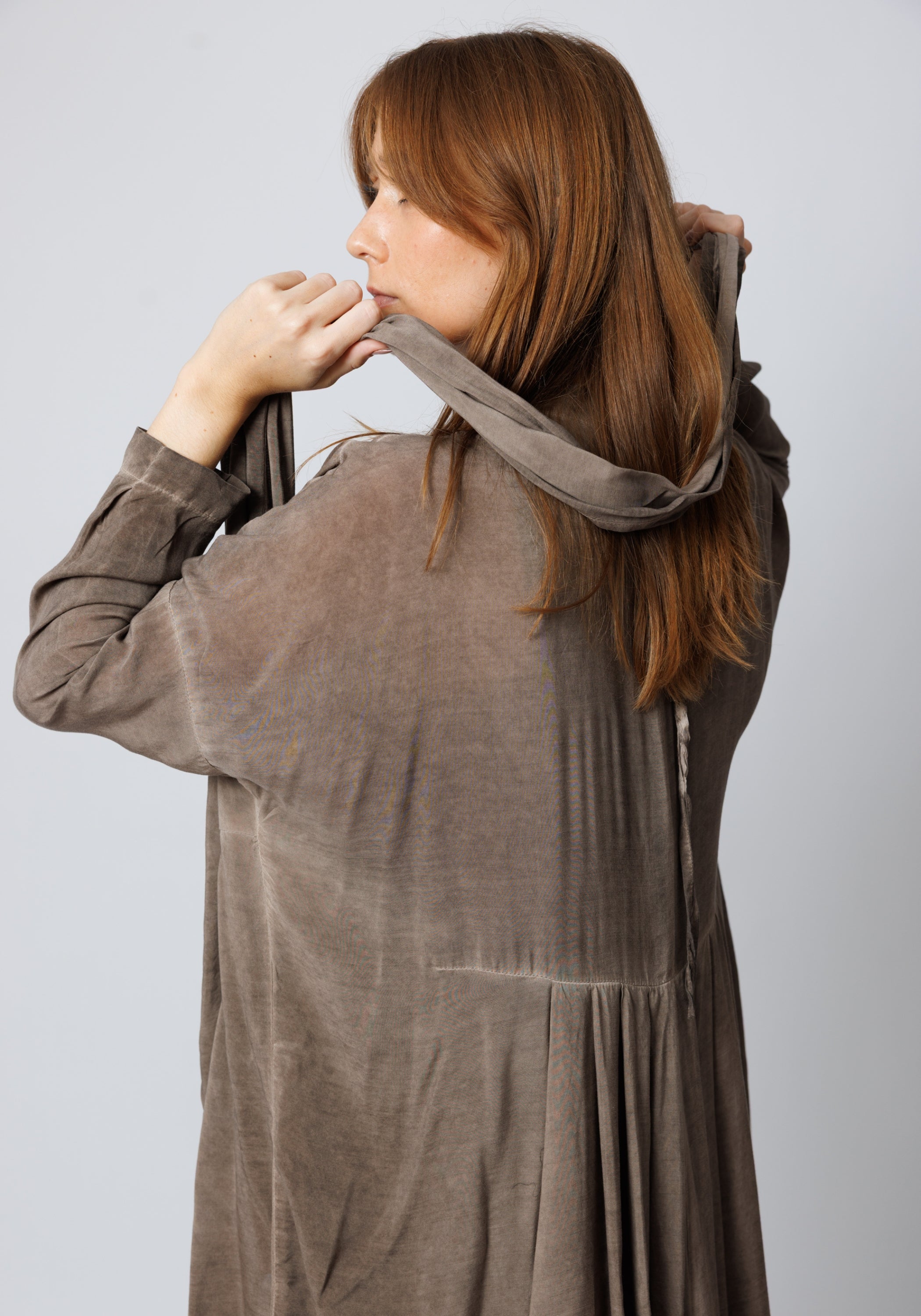 Nomade Oversized Pleated Back Tie Neck Blouse