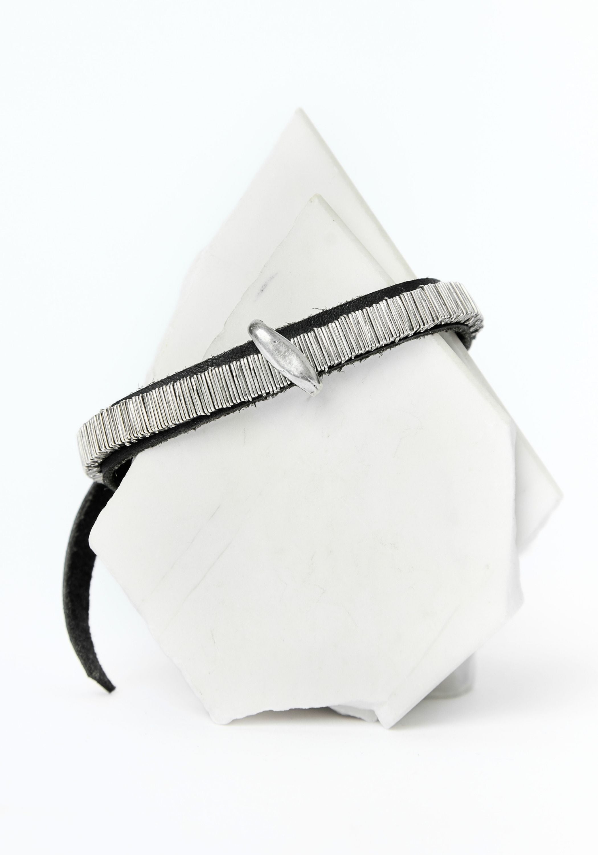 Leather Sliding Sterling Detail Bracelet