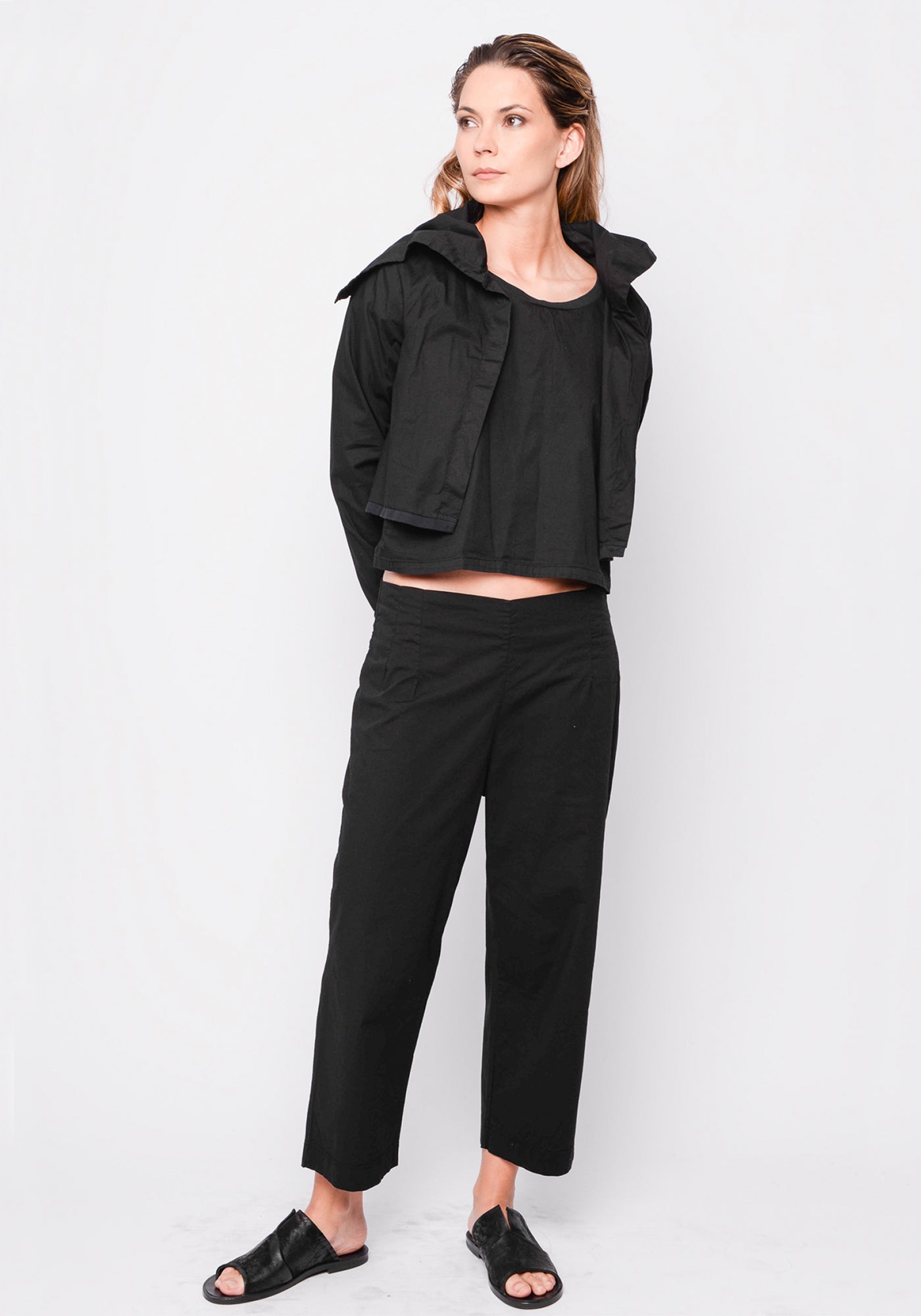 Tapered Leg Paneled Slack | BLACK by K&M