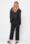 Cropped Open Front Exaggerated Collar Jacket | BLACK by K&M