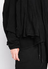 Long Sleeve Curved Seams Waffle Texture Top | BLACK by K&M