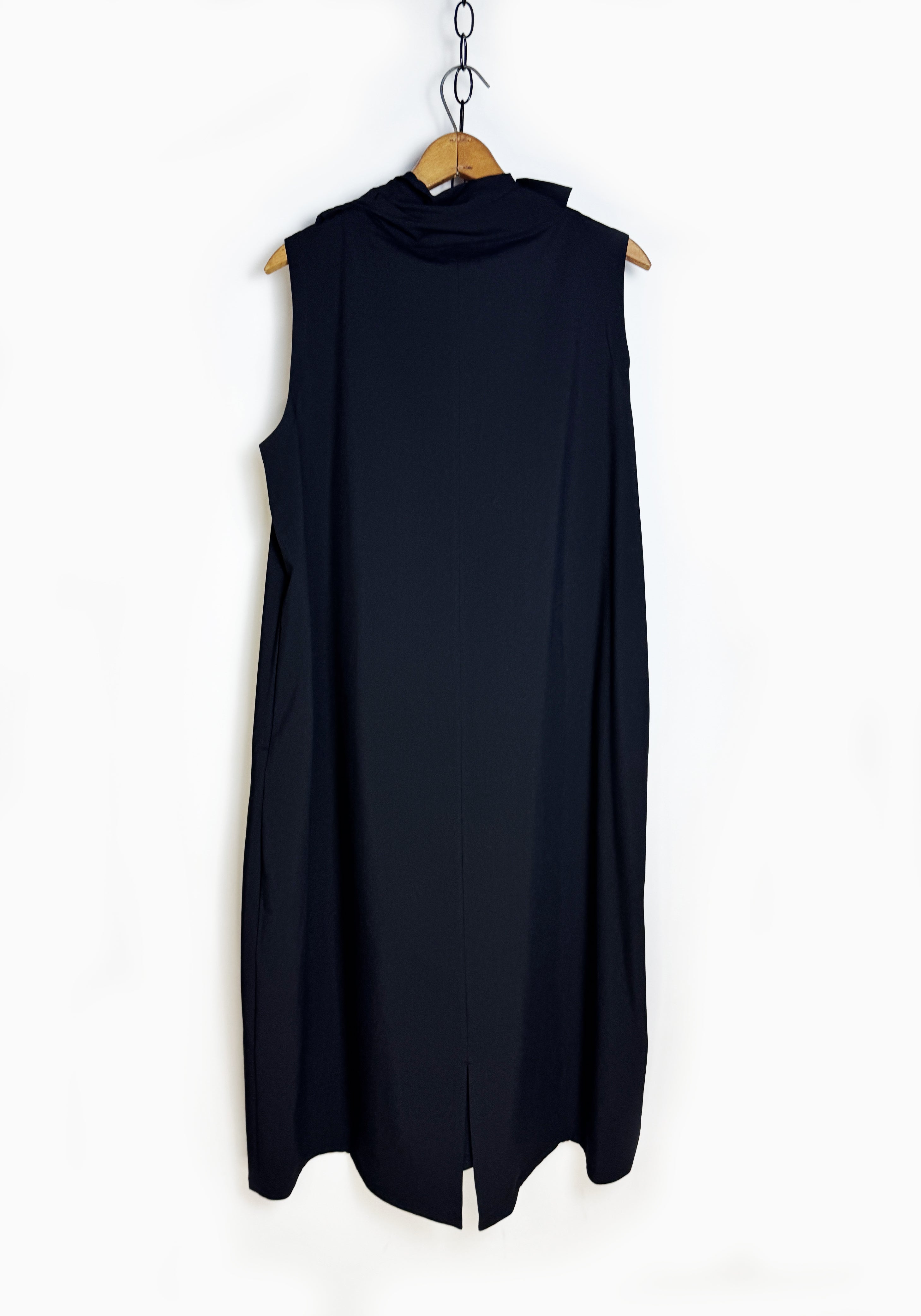 Sleeveless Draped Neckline Dress with Flounce Detail