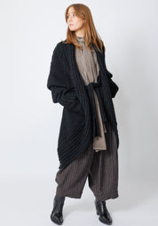 Serpent Oversized Tie Front Wool Blend Knit Cardigan
