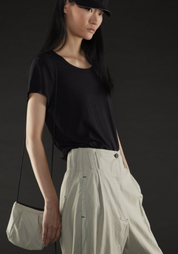 Coated Pleat Detail Trousers in SAND or BLACK