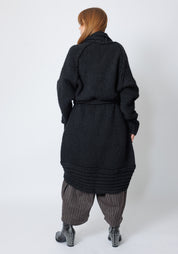 Serpent Oversized Tie Front Wool Blend Knit Cardigan