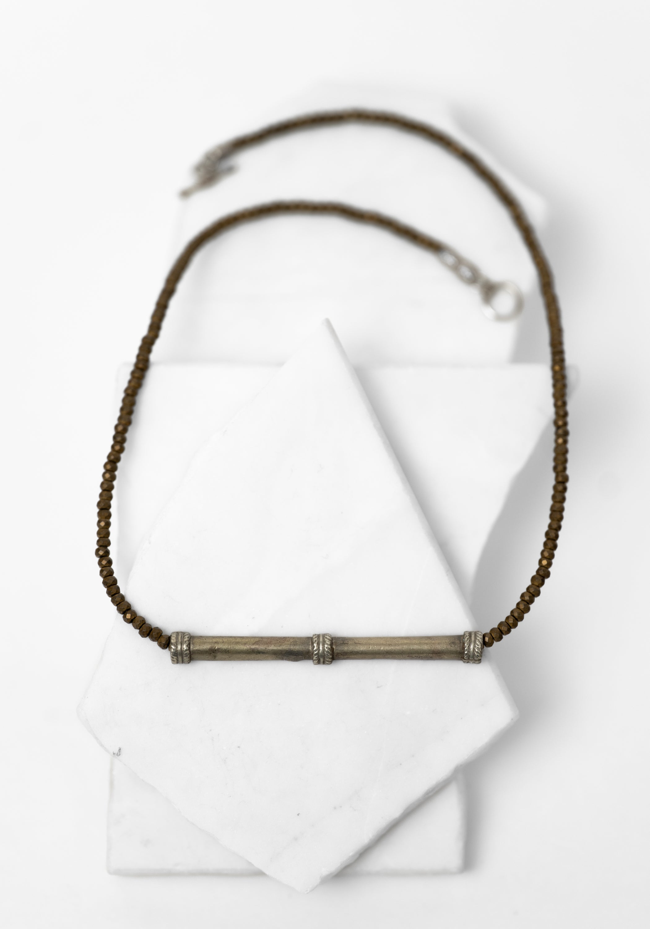 Hematite and Trading Bead Tube Necklace - December Thieves