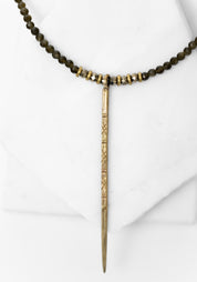 Golden Obsidian and Brass Spike Necklace - December Thieves