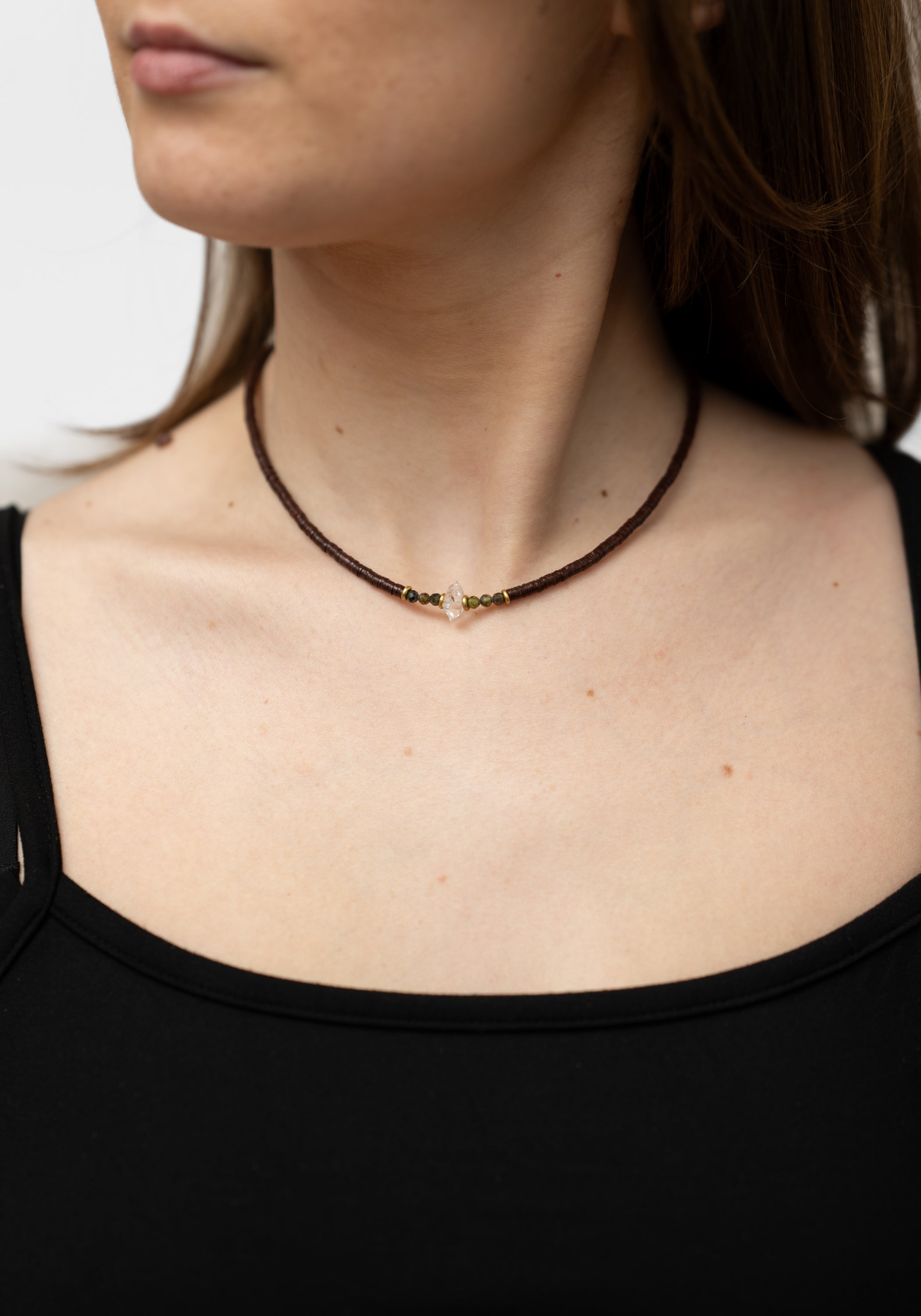 Reclaimed Vinyl and Herkimer Necklace - December Thieves