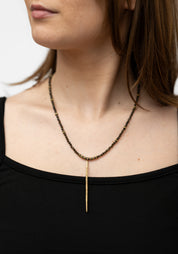 Golden Obsidian and Brass Spike Necklace - December Thieves