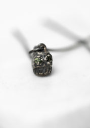 Oxidized Sterling Blue Green Sapphires Skull Necklace - December Thieves