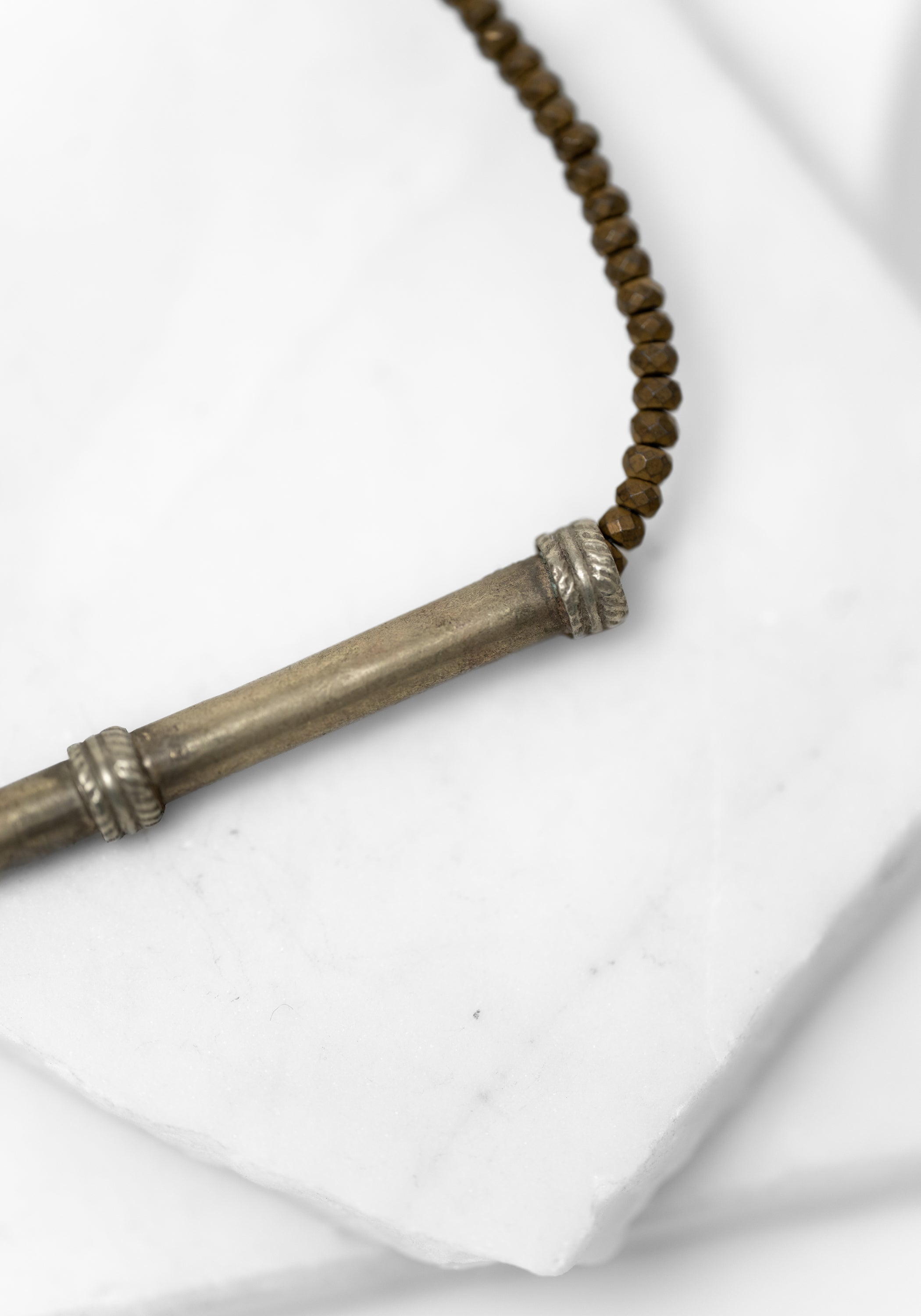 Hematite and Trading Bead Tube Necklace - December Thieves