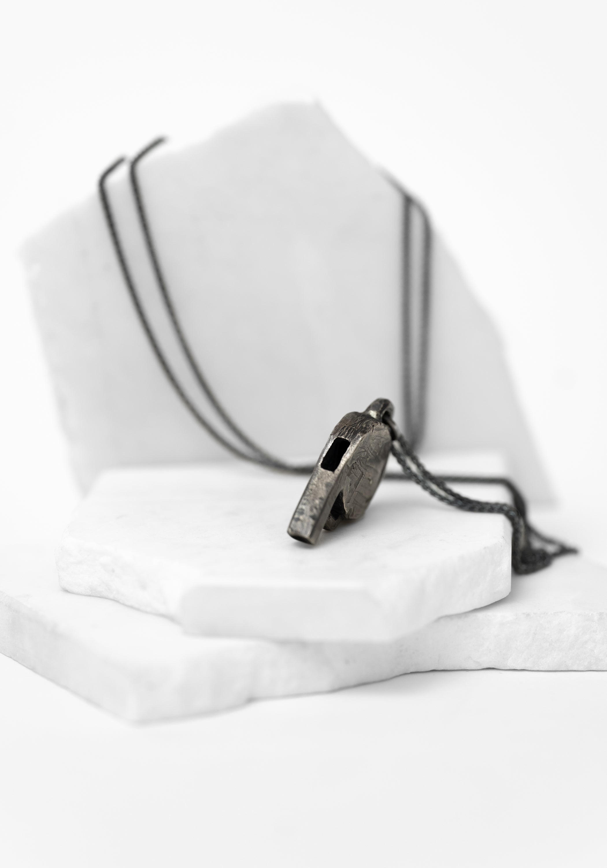 Oxidized Sterling Mini Flat Circle Whistle Necklace - December Thieves