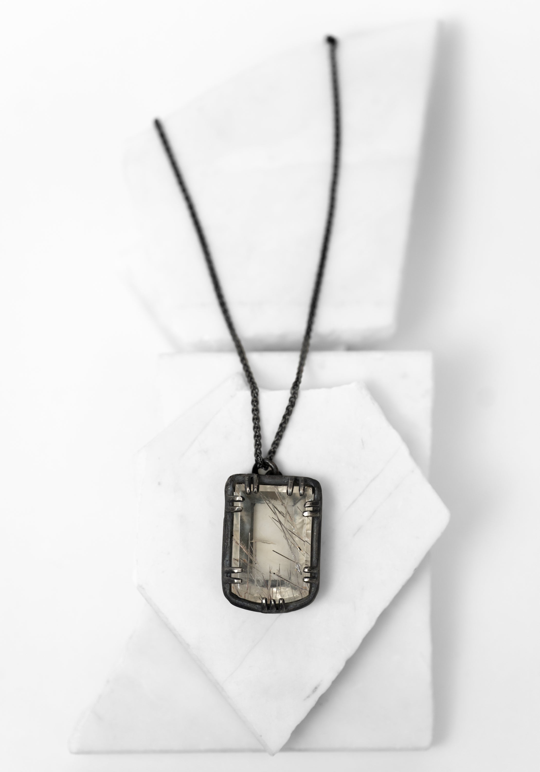 Oxidized Sterling Silver Rutile Pendant Necklace - December Thieves