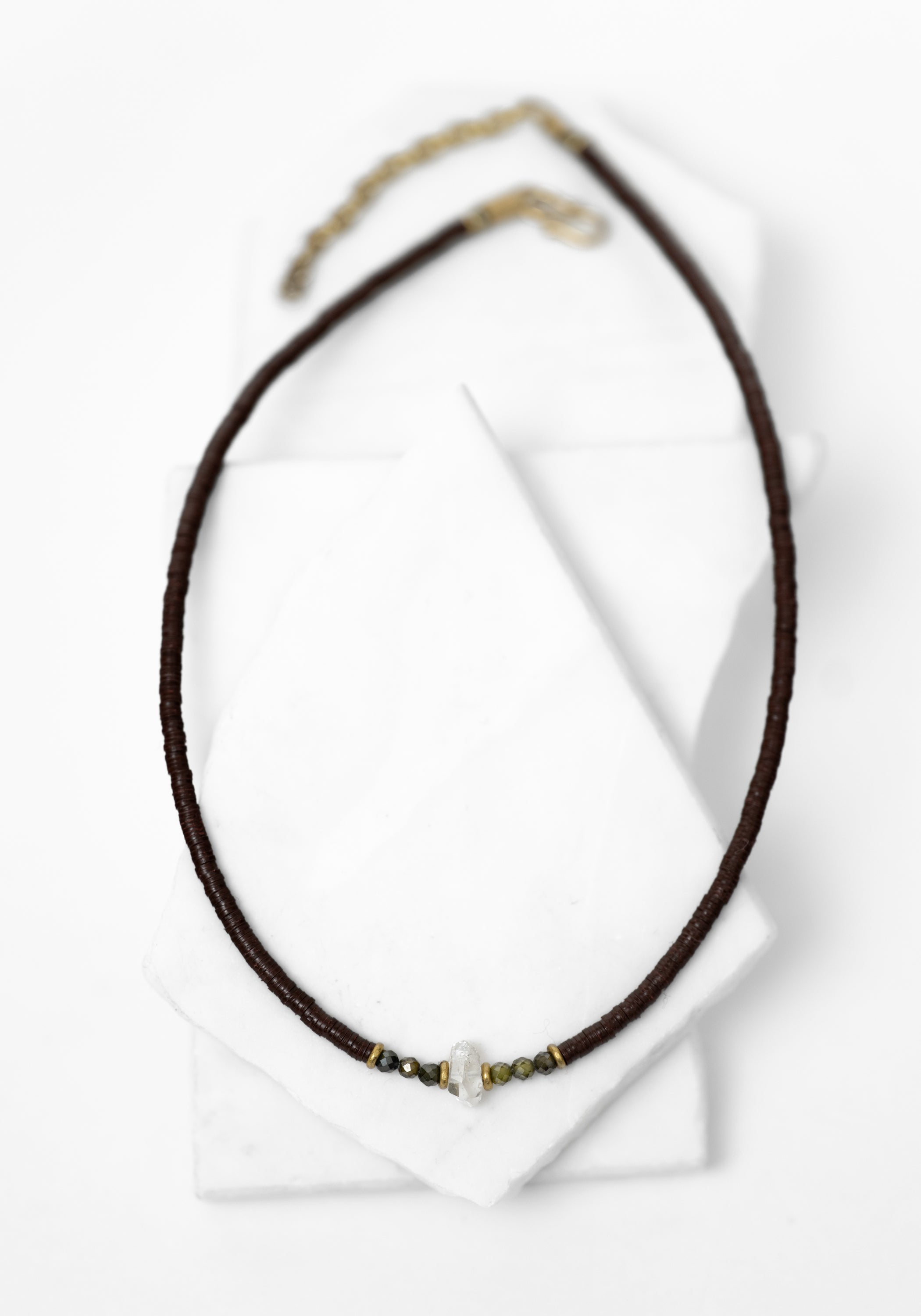 Reclaimed Vinyl and Herkimer Necklace - December Thieves